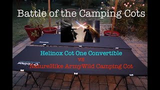 Battle of the Camping Cots Helinox Cot One Convertible vs NatureHike ArmyWild Camping Cot [upl. by Houlberg520]