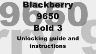 INSTANTLY unlock Blackberry 9650 Bold 3 by code Instructions for Rogers atampt Verizon TMobile 3G [upl. by Oivlis]