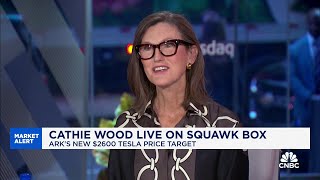 ARK Invest CEO Cathie Wood on 2600 Tesla price target An autonomous taxi platform has to happen [upl. by Ilecara428]