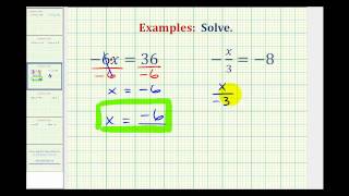 Ex Solving One Step Equation by MultDiv Integers Var on Left [upl. by Ahso]