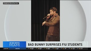 Bad Bunny makes surprise visit to FIU shares business experience and knowledge with students [upl. by Tobit265]