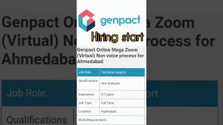 Genpact hiring Technical support Profile hiringjobsgenpact [upl. by Rexferd14]