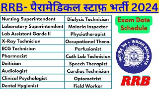 RRB Paramedical Category Exam Date 2025  RRB Paramedical Staff Vacancy 2024 Staff Nurse Lab Tech [upl. by Francis]