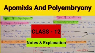 Apomixis and polyembryony class 12 Sexual reproduction in flowering plants  Apomixis and its types [upl. by Ah]