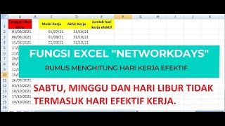 cara menghitung hari kerja efektif  Fungsi Excel Networkdays [upl. by Racklin60]