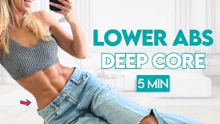 Toned Tight LOWER ABS  5 min Home Workout  Pilates for Deep Core amp Pelvic Floor [upl. by Alasteir]