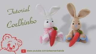 COELHINHO AMIGURUMI  PARTE 1  por ArteeManhaKids [upl. by Acinomahs]