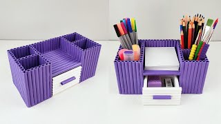 DIY Desktop Organizer Waste Paper  Recycle waste paper  Desk Organizer  Paper Crafts [upl. by Nylear]