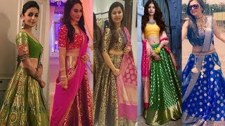 BrocadeBanarasi lehenga designs 2018beautiful Banarasi fabric lehenga designs for wedding [upl. by Bopp983]