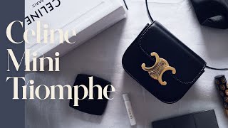 셀린느 미니 트리오페 언박싱  왓츠인마이백  착용샷  Celine mini triomphe bag  what’s in my bag  try on [upl. by Jeremias]