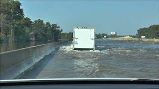 Hurricane Harvey Beaumont Texas DRIVING THROUGH FLOOD WATERS ON Interstate 110 [upl. by Matelda]