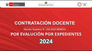 Contrato Docente 2024 Por Evaluación por Expediente [upl. by Melli]