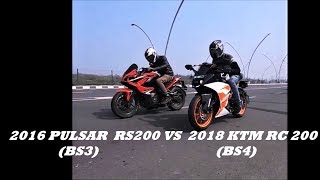 2016 PULSAR RS 200 BS3 VS 2018 KTM RC 200 BS4 RACETOP ENDEXPRESSWAY [upl. by Jolee]