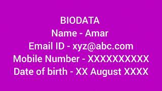 Biodata  How to write Biodata  Resume  Biodata kaise banaye [upl. by Aipmylo]