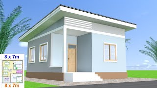 One bedroom house plan design 8 x 7m  Ramani ya Nyumba chumba kimoja [upl. by Gottlieb631]