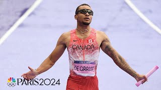 Canada wins men’s 4x100m relay behind de Grasse Team USA disqualifies  Paris Olympics  NBC Sports [upl. by Atrebor]