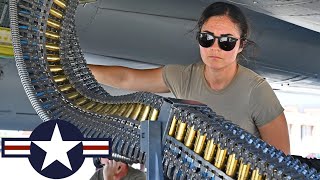 USAF F15C Eagle fighter jets Reloading of the M61 Vulcan 20mm cannon [upl. by Eelam]