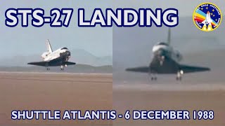 STS27 Landing at Edwards  Two Cameras 30 fps HD 19881206  Atlantis Space Shuttle [upl. by Granniah]