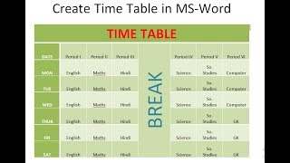 How to Create TimeTable in Ms Word  school time table in Ms word divya classes study point [upl. by Ydnab409]