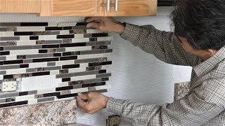 Install backsplash tile in kitchen [upl. by Fiora]