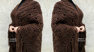 شال كروشيه مثلث راقي ومميزcrochet shawl [upl. by Sonafets714]