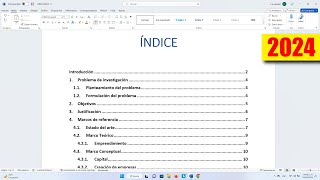 ✅ CÓMO HACER O CREAR UN INDICE AUTOMÁTICO PARA TESIS MONOGRAFIAS Y PROYECTOS EN WORD 2024 [upl. by Aitak]