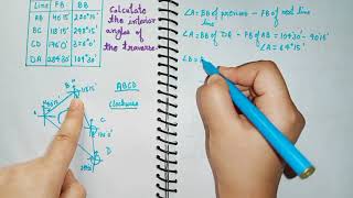 Calculation of bearing from included angles  Calculate interior angles of a traverse  Surveying [upl. by Gwenora]