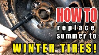 How to Change Car Winter Tires with Rims [upl. by Ennayk]