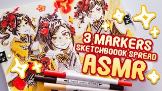 SKETCHBOOK ASMR  3 Marker Spread ✨ [upl. by Hgielek775]