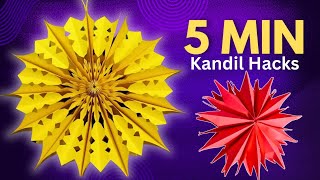 5 Minute Kandil  Lantern making with paper  akash kandil making at home  diwali kandil [upl. by Bullion128]