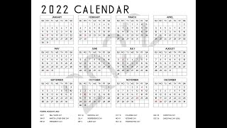 2022 Calendar Printable One Page with US Holidays [upl. by Eeznyl]