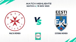 Match 4  MLTW vs ESTW  Highlights  ECIW MaltaEstonia 2023  19 Nov 2023  ECI23156 [upl. by Abba244]