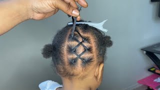 Easy Toddler Hairstyle  How to do NEAT BRAIDS  Curly Toddler Hair [upl. by Ahsiekrats]