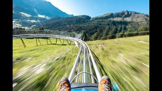 Längste downhill Rodelbahn der Schweiz in Churwalden Pradaschier [upl. by Eldreeda]