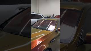 Ultravision Sunset chameleon window tint on an M5 with an Avery Rising Sun wrap tint vinylwrap [upl. by Three]