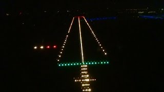 Cockpit view night landing at Graz Austria [upl. by Tobin194]