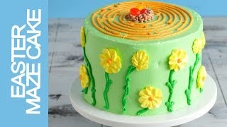 EASTER MAZE CAKE TUTORIAL SIMPLE BUTTERCREAM FLOWERS [upl. by Urial608]