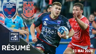 PRO D2  Résumé partie complète FC Grenoble  US Dax  Barrages  Saison 20232024 [upl. by Gnivre800]