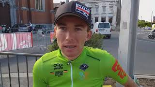 U23 Road Series  Reaction of the green jersey  Laurens Huys [upl. by Button]