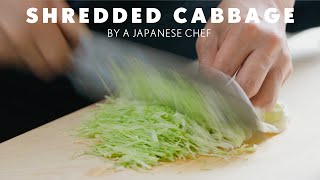 Vegetable cutting skills  How to make Shredded Cabbage By a Japanese Chef [upl. by Eihs772]