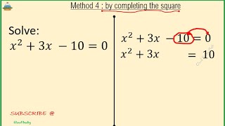 4 WAYS to Solve Quadratic Equations I Method 4  COMPLETING the SQUARE [upl. by Dlorag]