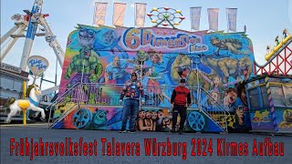 Frühjahrsvolksfest Talavera Würzburg 2024 Kirmes Aufbau Unterwegs mit Justus JK und Kumpel Sebastian [upl. by Lewes]