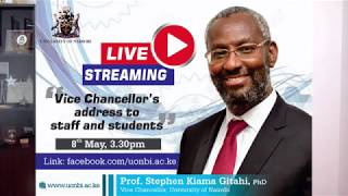 VC Prof Kiama addresses Staff and Students on 8th May 2020 [upl. by Meggy]