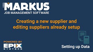 How to use Supplier Setup  Creating a new supplier and editing suppliers already setup [upl. by Ecadnak983]