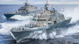 Powerful US Combat Ships Battle Giant Waves in Middle of the Ocean [upl. by Yelrebma]