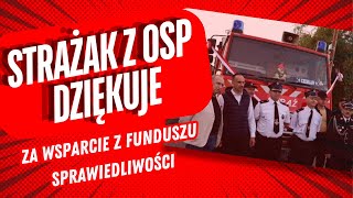 Strażak OSP dziękuje za wsparcie z Funduszu Sprawiedliwości [upl. by Smiley]