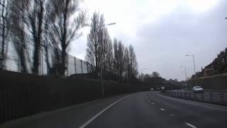 Driving On Kingsway Tunnel Approach amp M53 Mid Wirral Motorway Wallasey England 19th February 2011 [upl. by Anirtak]