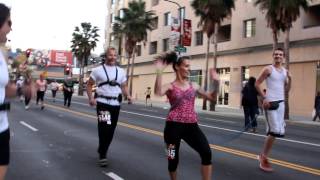 Hula Hoop Running World Record Set at Hollywood Half Marathon [upl. by Yzdnil]