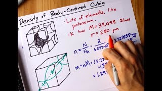 Density of BodyCentred Cubic BCC  Potassium Example [upl. by Anekahs]