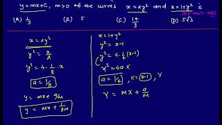 The distance of the point62sqrt2 from the common tangent ymxc of the curves x2y2 amp x1y2 [upl. by Quigley]